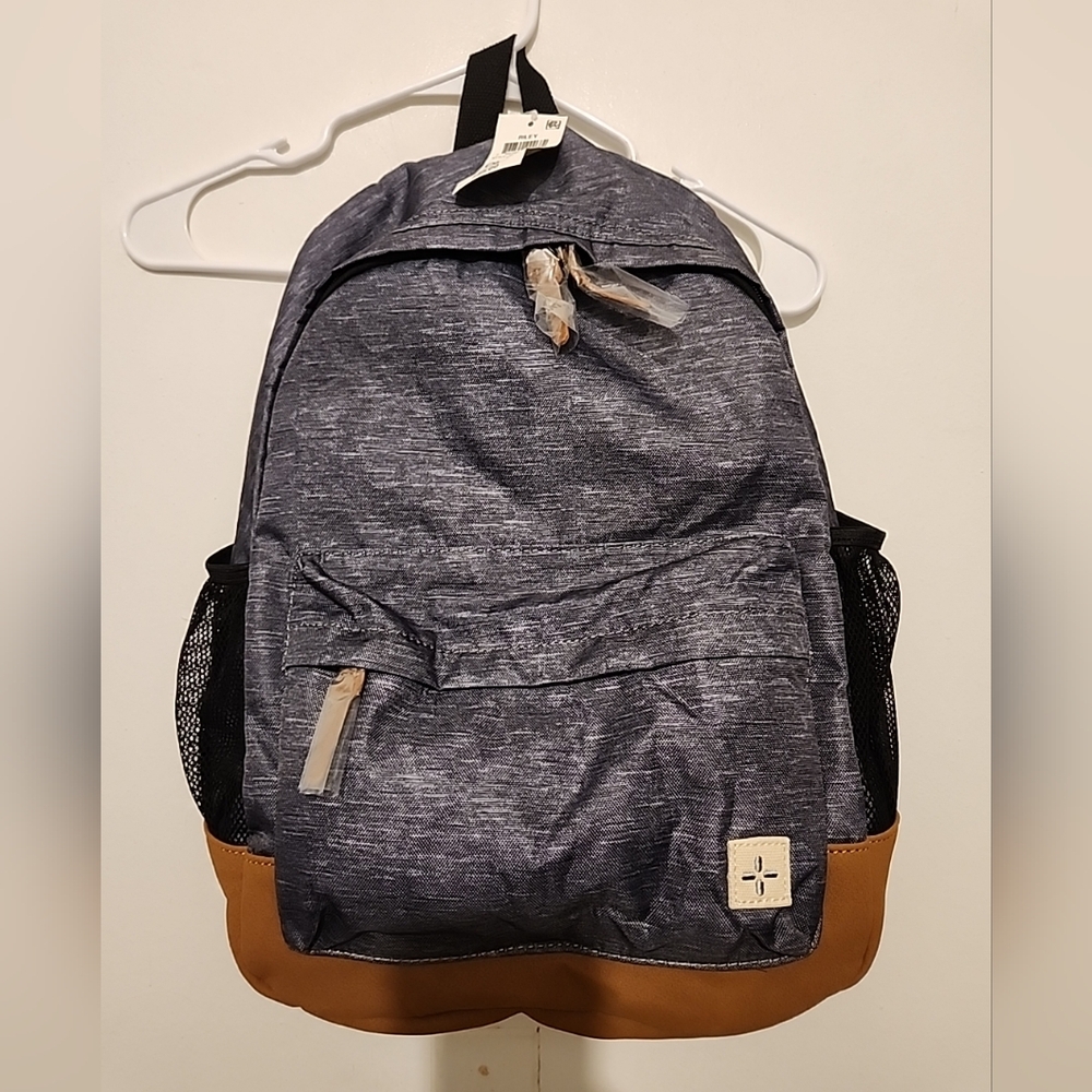 NWT Sun + Stone Mens Riley Heathered Faux Trim Backpac